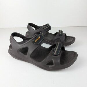 Mens Crocs Swiftwater River Sandals Size 13 Black Double Strap Adjustable